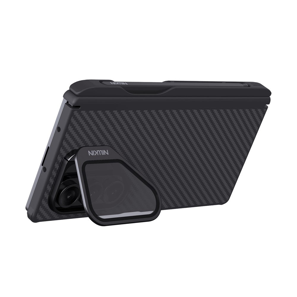 Capa MagSafe para Samsung Galaxy Z Fold7 F966, Nillkin, CarboProp com Tampa de Lente Preta Transparente e Suporte para S-Pen, Preta
