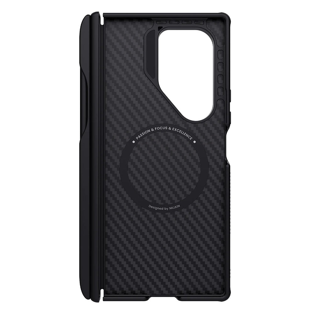 Capa MagSafe para Samsung Galaxy Z Fold7 F966, Nillkin, Synthetic Fiber Pro com Suporte para S-Pen, Preta
