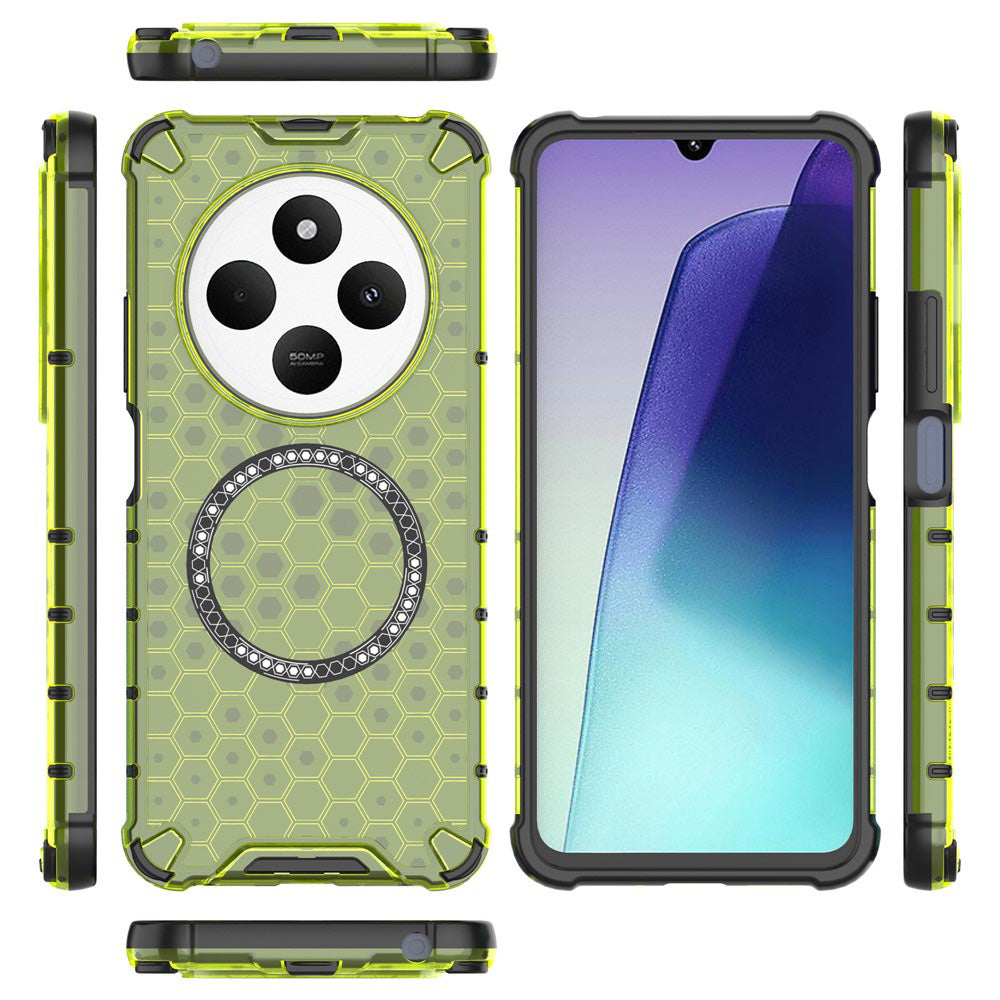 Capa MagSafe para Xiaomi Poco C75 / Redmi 14C, Techsuit, HoneyComb Shield, Verde