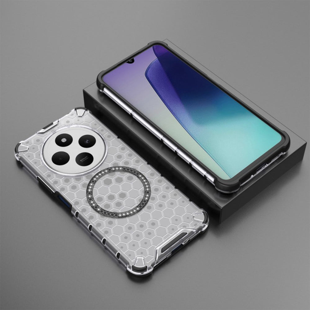 Capa MagSafe para Xiaomi Poco C75 / Redmi 14C, Techsuit, HoneyComb Shield, Branca