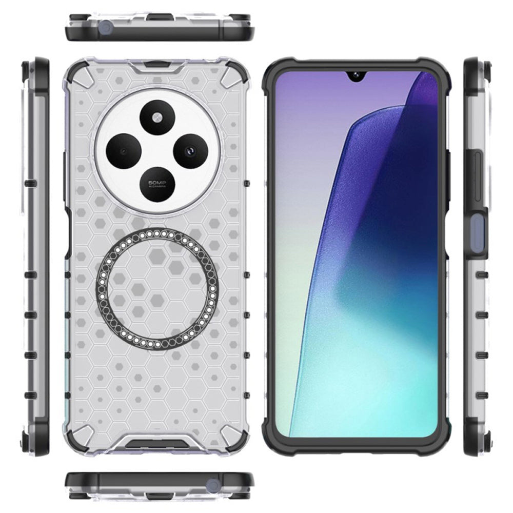 Capa MagSafe para Xiaomi Poco C75 / Redmi 14C, Techsuit, HoneyComb Shield, Branca