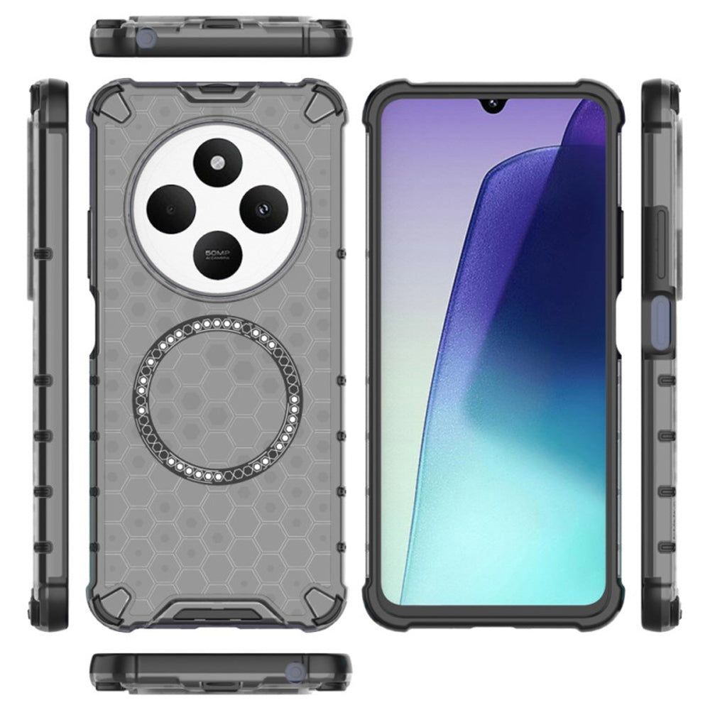 Capa MagSafe para Xiaomi Poco C75 / Redmi 14C, Techsuit, HoneyComb Shield, Preta
