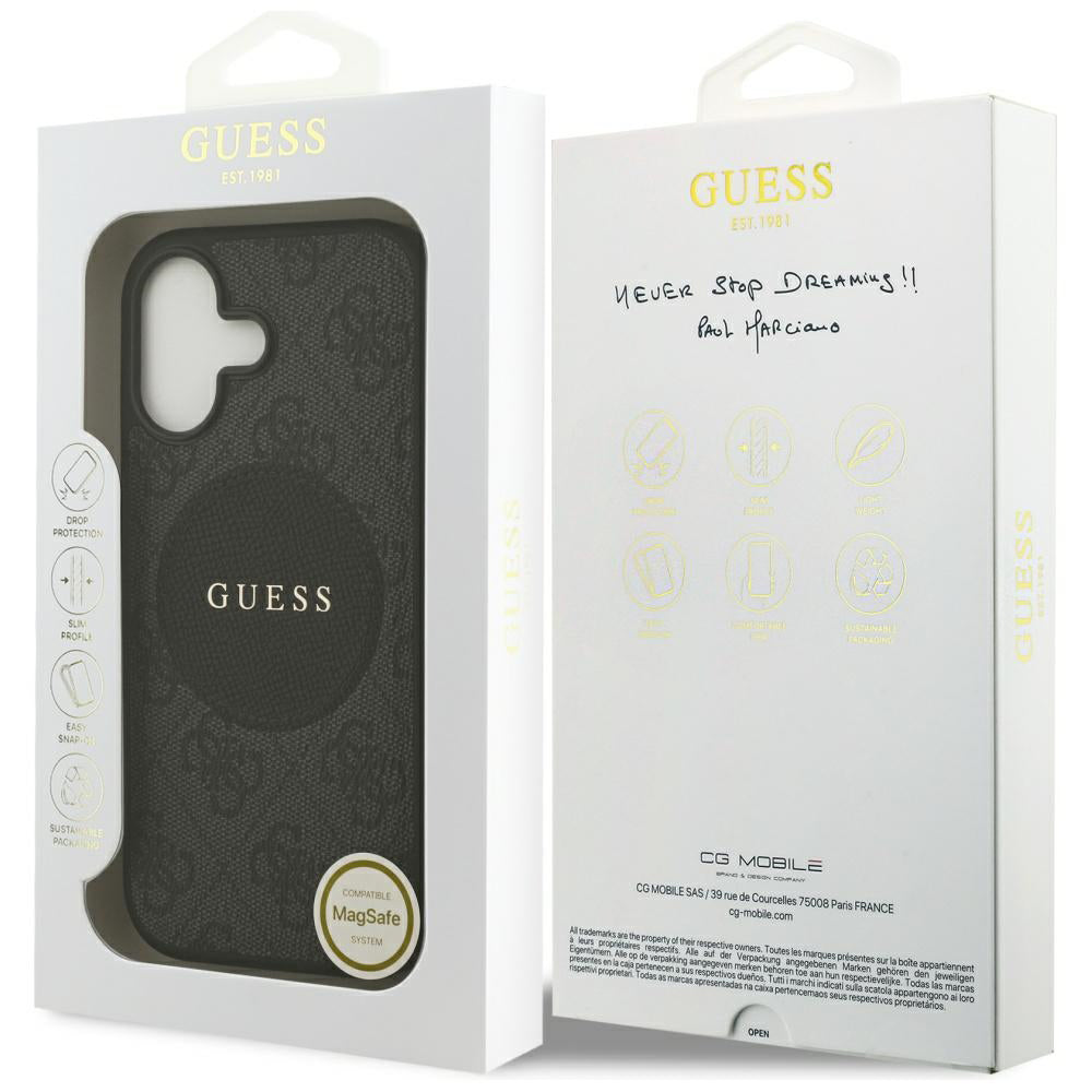 Capa MagSafe para Apple iPhone 17, Guess, 4G Circle Classic Logo, Preta