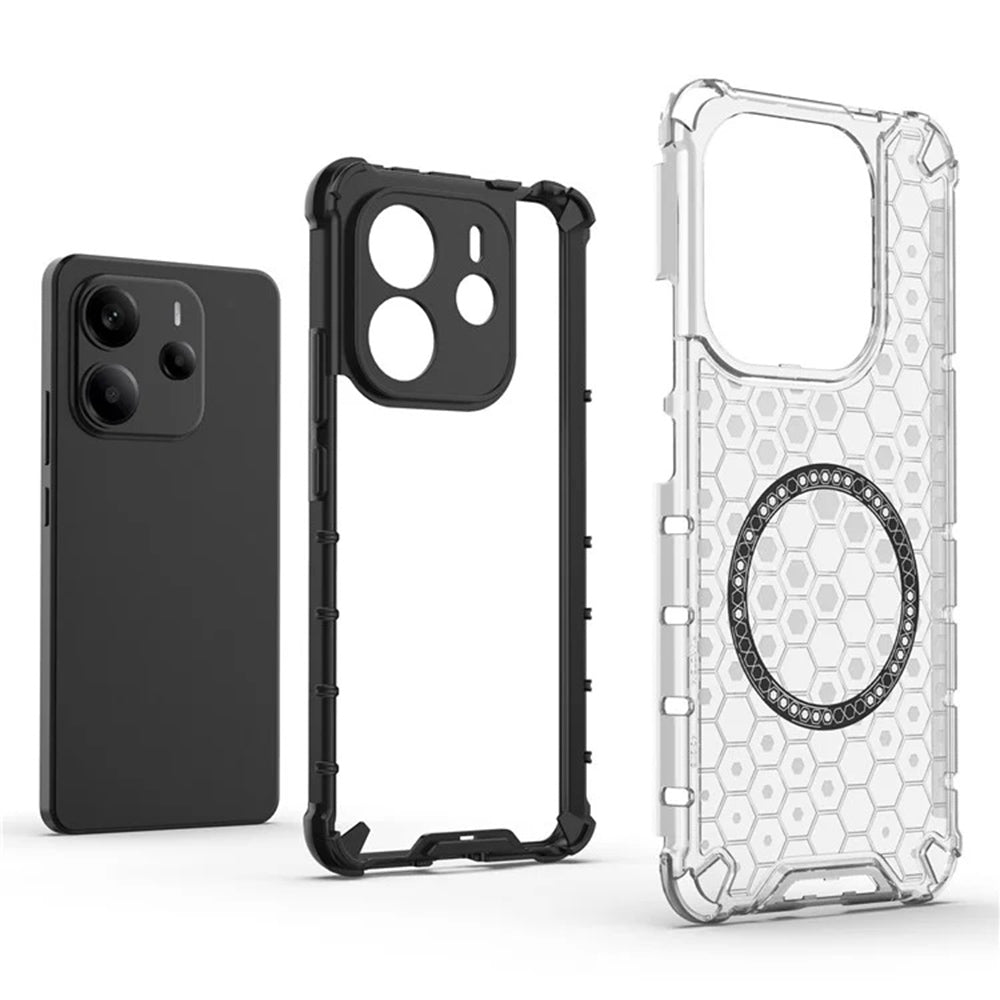 Capa MagSafe para Xiaomi Redmi Note 14 4G (Regional), Techsuit, HoneyComb Shield, Preta