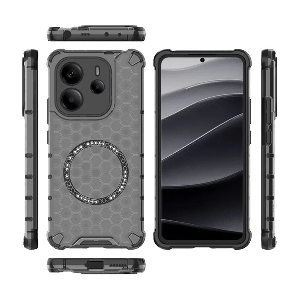Capa MagSafe para Xiaomi Redmi Note 14 4G (Regional), Techsuit, HoneyComb Shield, Preta