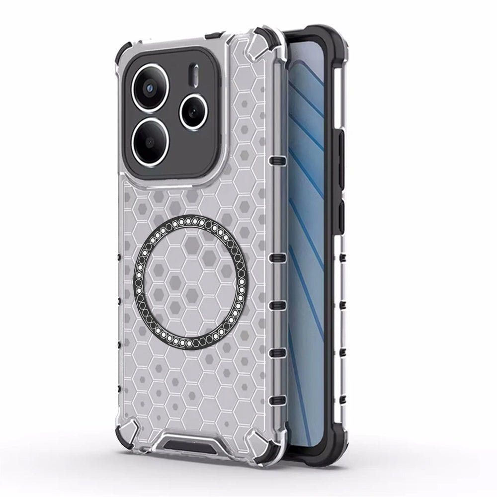 Capa MagSafe para Xiaomi Redmi Note 14 5G, Techsuit, HoneyComb Shield, Branca