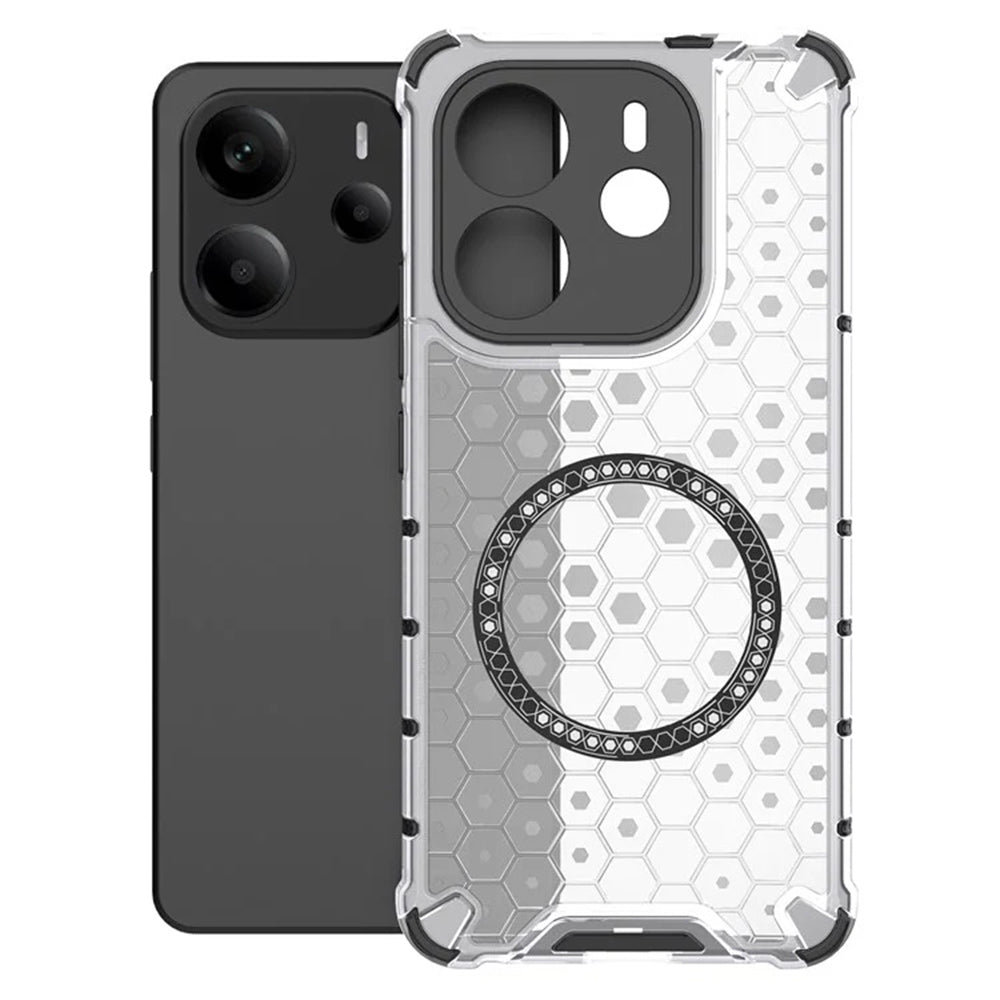 Capa MagSafe para Xiaomi Redmi Note 14 5G, Techsuit, HoneyComb Shield, Branca