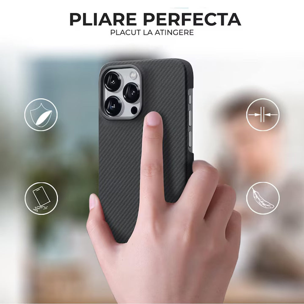 Capa MagSafe para Apple iPhone 17 Pro, Techsuit Fibra de Aramida, Preta