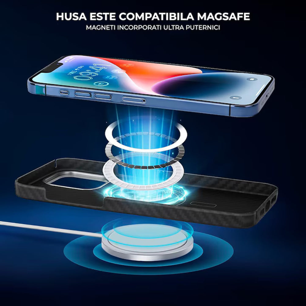Capa MagSafe para Apple iPhone 17 Pro, Techsuit Fibra de Aramida, Preta