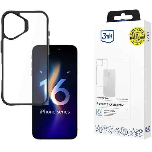Capa para Apple iPhone 16, 3MK, Satin Armor Case+, Transparente