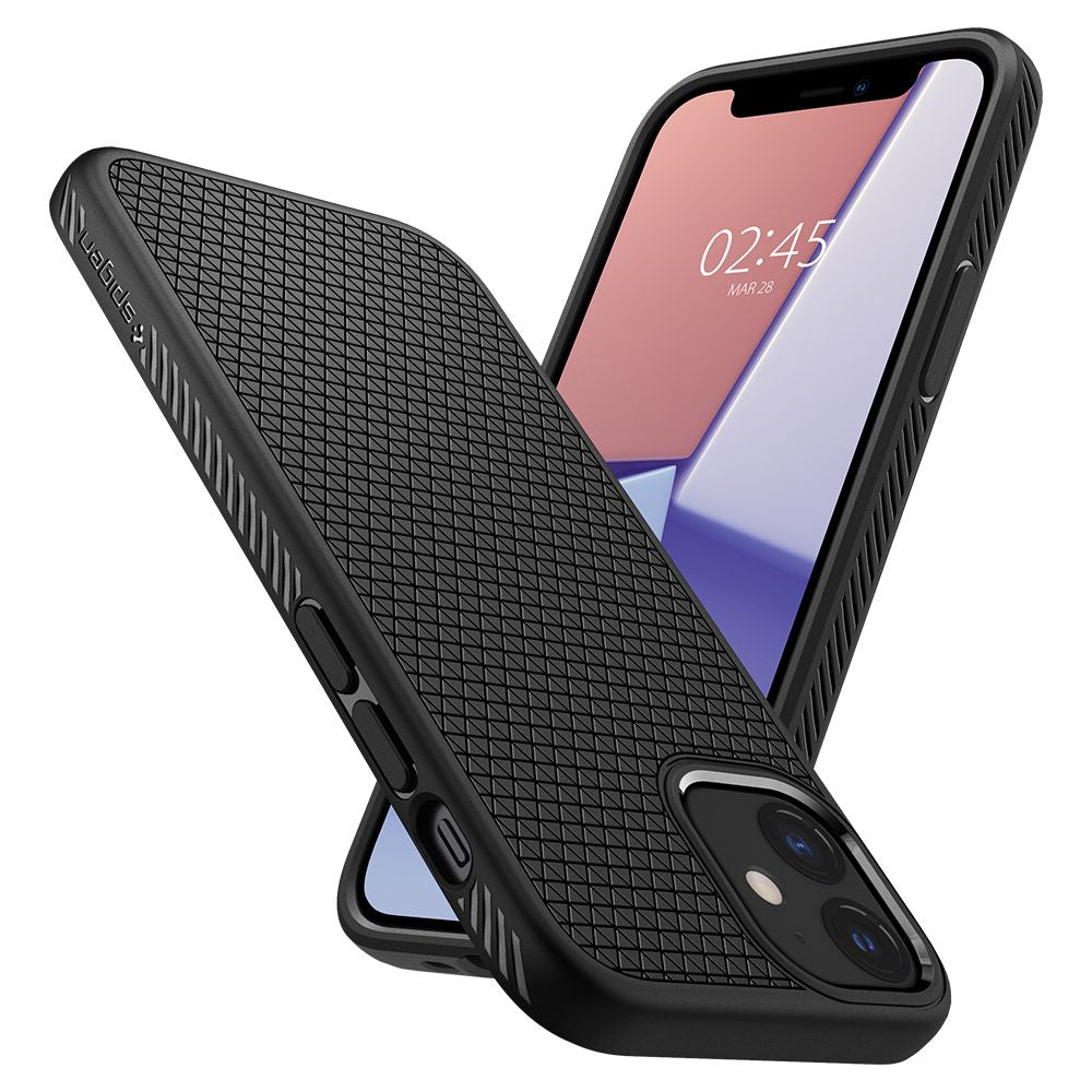 Capa para Apple iPhone 12 / 12 Pro, Spigen, Liquid Air, Preta ACS01701