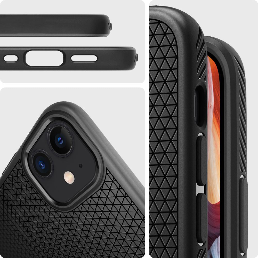 Capa para Apple iPhone 12 / 12 Pro, Spigen, Liquid Air, Preta ACS01701