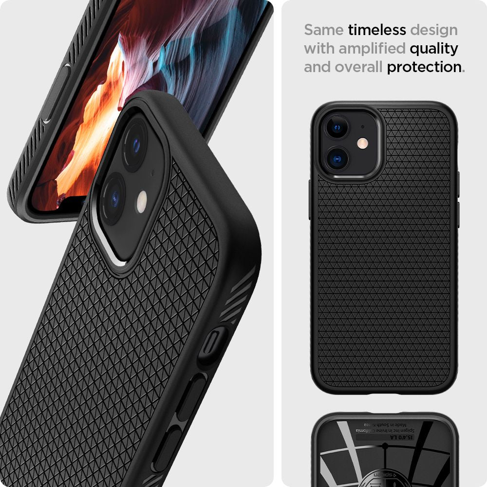 Capa para Apple iPhone 12 / 12 Pro, Spigen, Liquid Air, Preta ACS01701