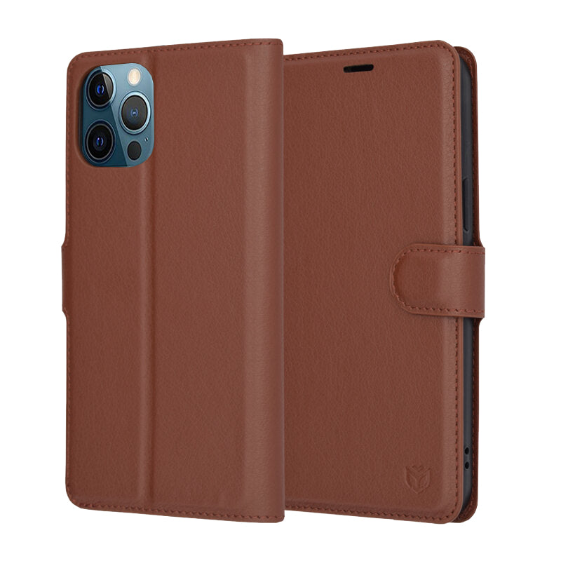 Capa para Apple iPhone 12 Pro Max, Techsuit, Leather Folio, Castanha
