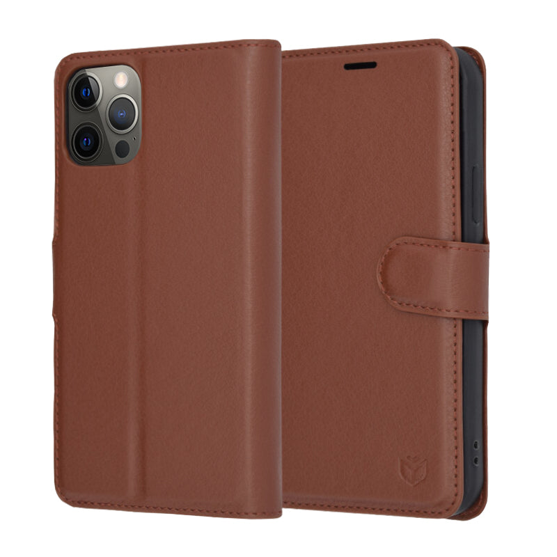 Capa para Apple iPhone 12 Pro, Techsuit, Leather Folio, Castanha