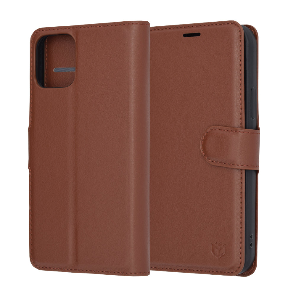 Capa para Apple iPhone 12 Pro, Techsuit, Leather Folio, Castanha