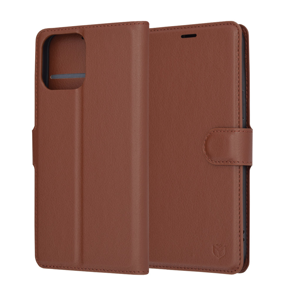 Capa para Apple iPhone 13 Pro Max, Techsuit, Leather Folio, Castanha