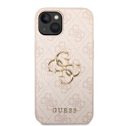 Capa para Apple iPhone 14, Guess, Logo Metal 4G, Rosa.