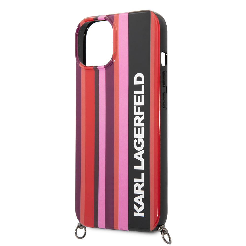 Capa para Apple iPhone 14, Karl Lagerfeld, Color Stripes with Strap, Rosa