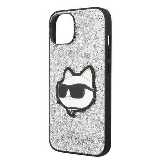 Capa para Apple iPhone 14, Karl Lagerfeld, Glitter Choupette Patch, Prateada
