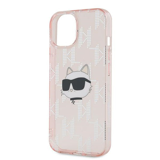 Capa para Apple iPhone 14, Karl Lagerfeld, IML Luxury Monogram Choupette's Head, Rosa