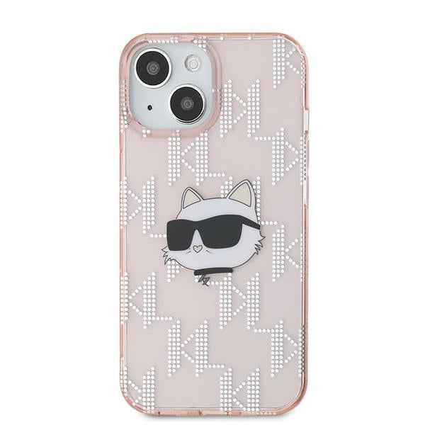 Case for Apple iPhone 14, Karl Lagerfeld, IML Luxury Monogram Choupette's Head, Pink