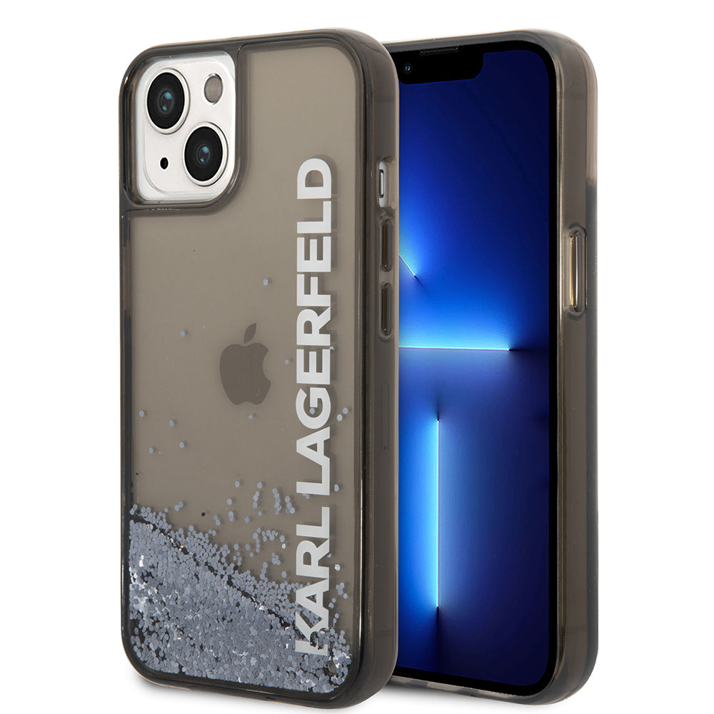 Capa para Apple iPhone 14, Karl Lagerfeld, Liquid Glitter KL Logo, Preta