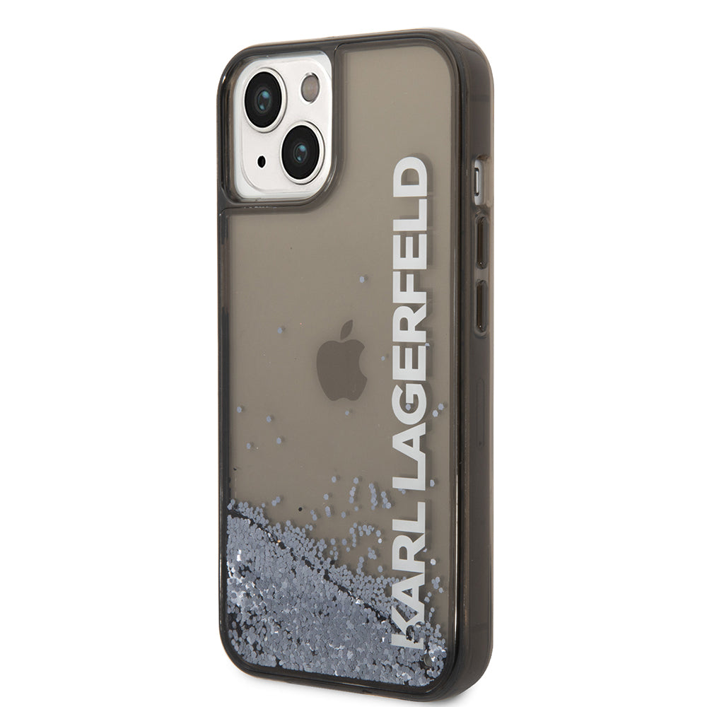Capa para Apple iPhone 14, Karl Lagerfeld, Liquid Glitter KL Logo, Preta