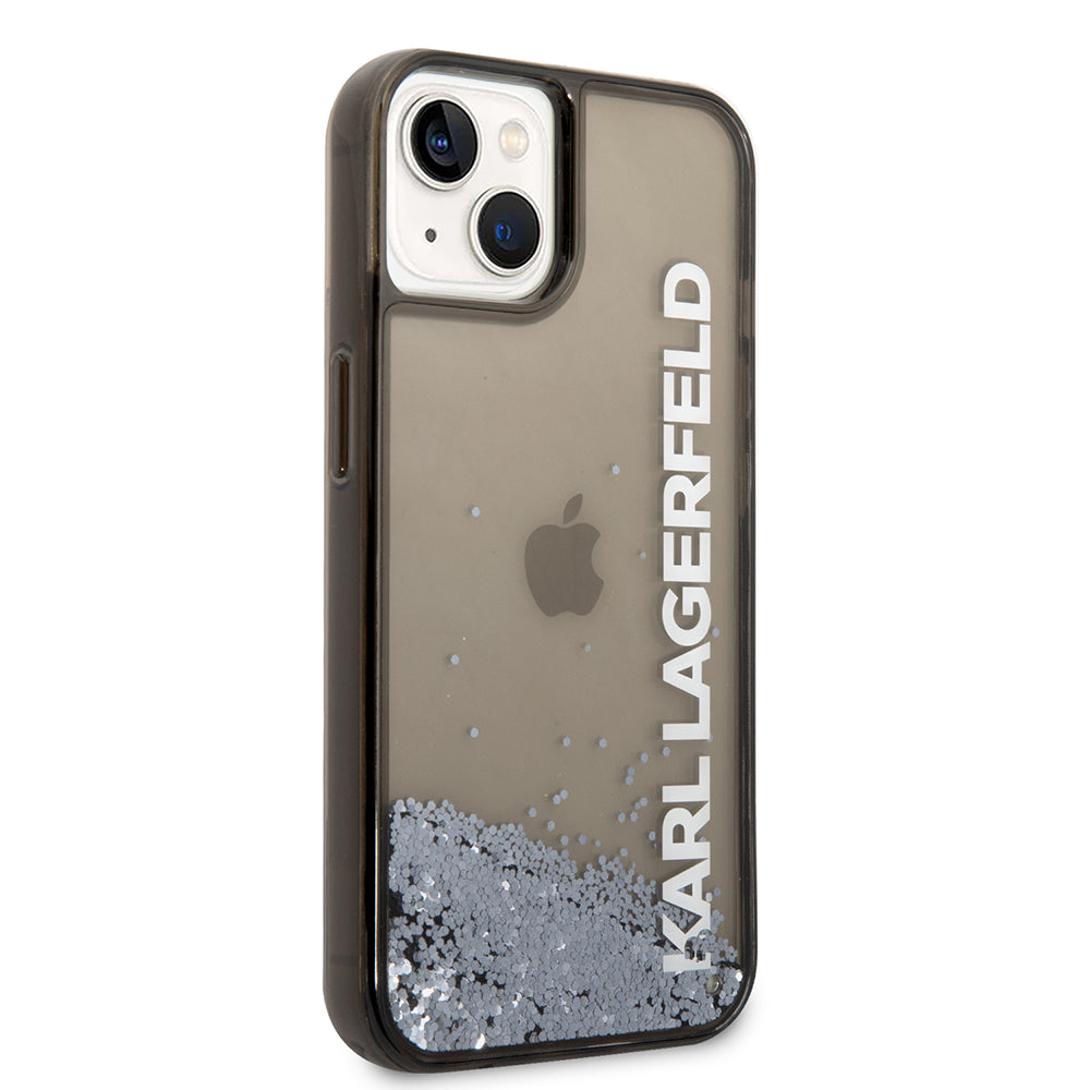 Capa para Apple iPhone 14, Karl Lagerfeld, Liquid Glitter KL Logo, Preta