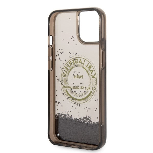 Capa para Apple iPhone 14, Karl Lagerfeld, Liquid Glitter RSG, Preta