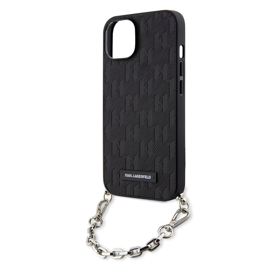 Capa para Apple iPhone 14, Karl Lagerfeld, Saffiano Monogram Chain, Preta