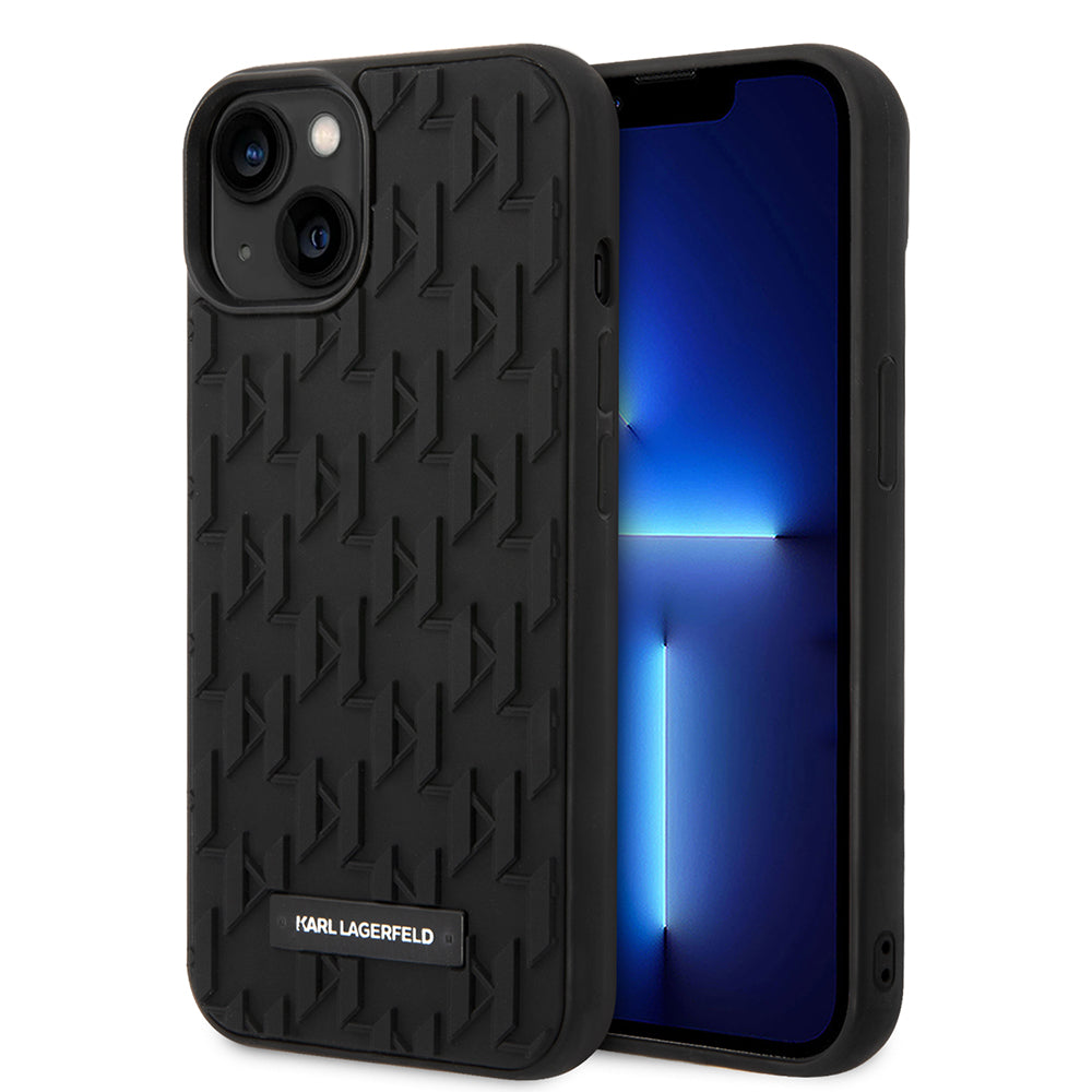 Capa para Apple iPhone 14 Plus, Karl Lagerfeld, Monograma 3D, Preta.