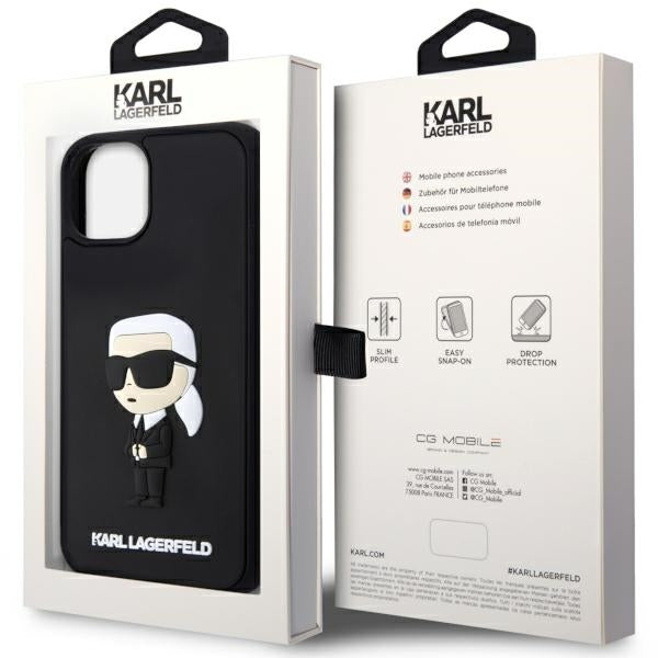 Capa para Apple iPhone 14 Plus, Karl Lagerfeld, 3D Rubber Ikonik Karl, Preta