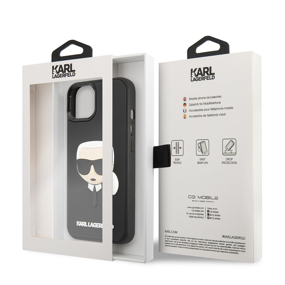 Capa para Apple iPhone 14 Plus, Karl Lagerfeld, 3D Rubber Karl's Head, Preta.