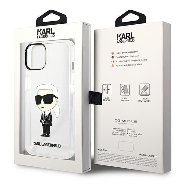Capa para Apple iPhone 14 Plus, Karl Lagerfeld, Ikonik Karl, Transparente