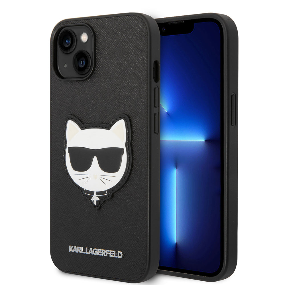 Capa para Apple iPhone 14 Plus, Karl Lagerfeld, Saffiano Choupette's Head, Preta