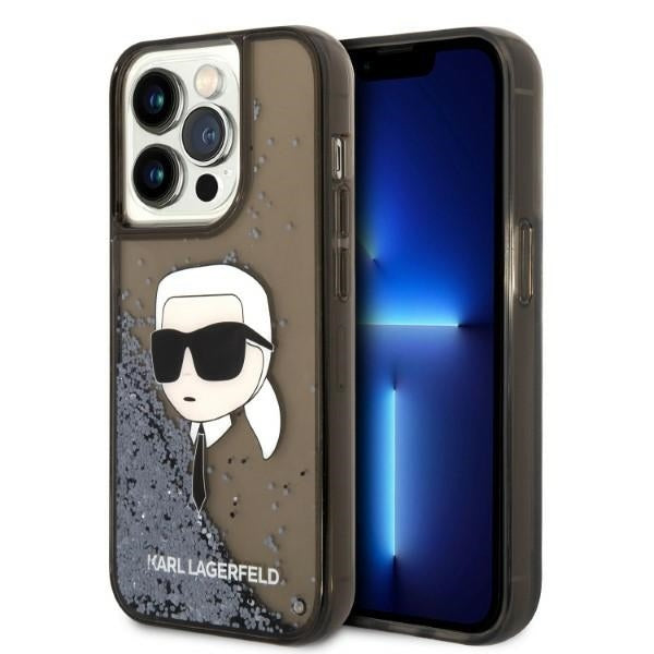 Capa para Apple iPhone 14 Pro, Karl Lagerfeld, Glitter Karl's Head, Preta
