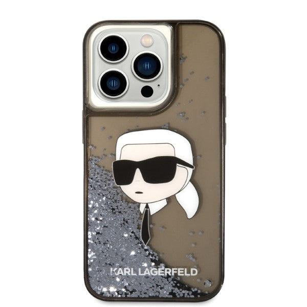 Capa para Apple iPhone 14 Pro, Karl Lagerfeld, Glitter Karl's Head, Preta