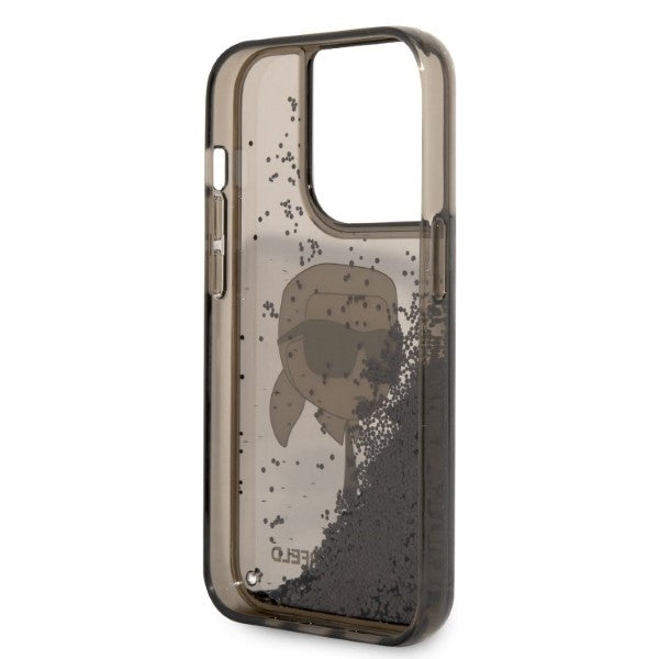 Capa para Apple iPhone 14 Pro, Karl Lagerfeld, Glitter Karl's Head, Preta