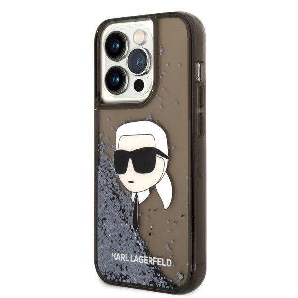 Capa para Apple iPhone 14 Pro, Karl Lagerfeld, Glitter Karl's Head, Preta