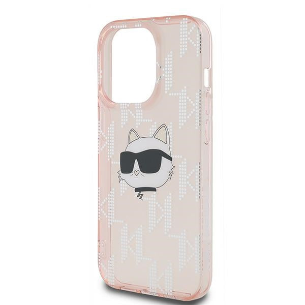 Capa para Apple iPhone 14 Pro, Karl Lagerfeld, IML Luxury Monogram Choupette's Head, Rosa