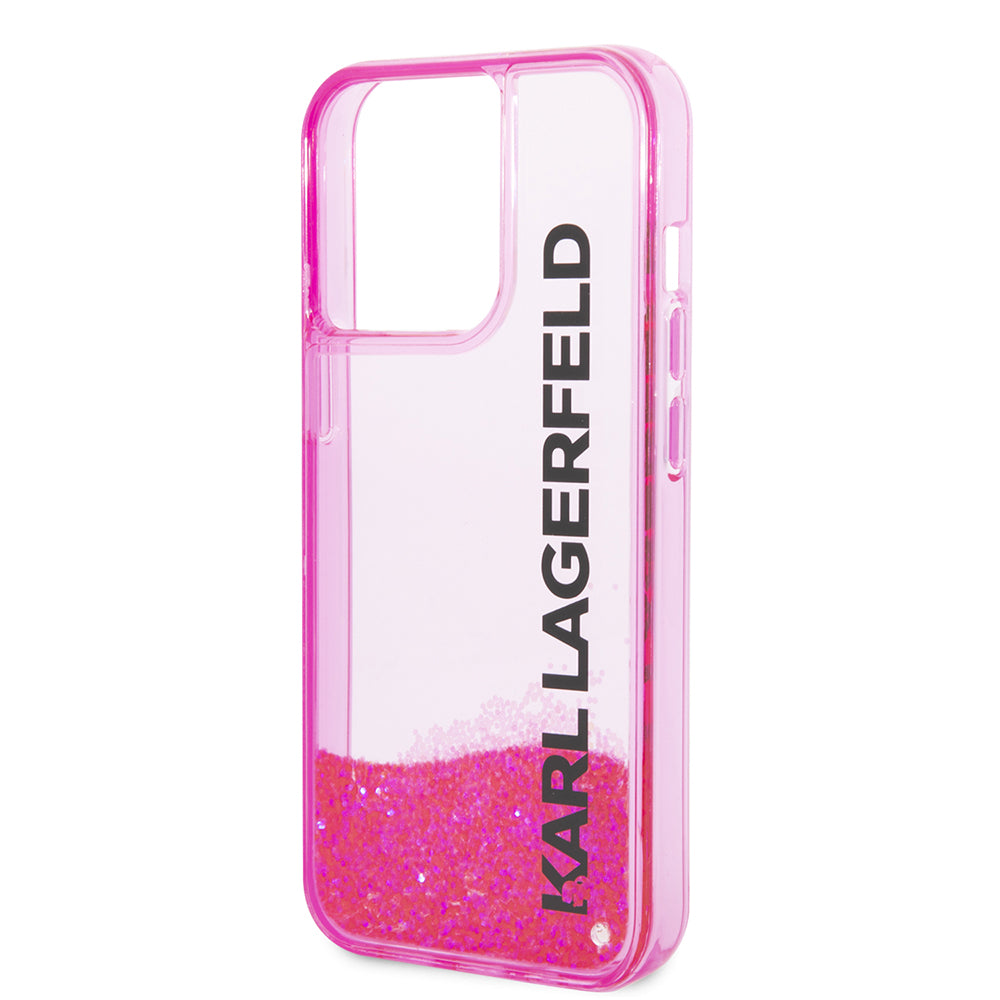 Capa para Apple iPhone 14 Pro, Karl Lagerfeld, Liquid Glitter KL Logo, Rosa