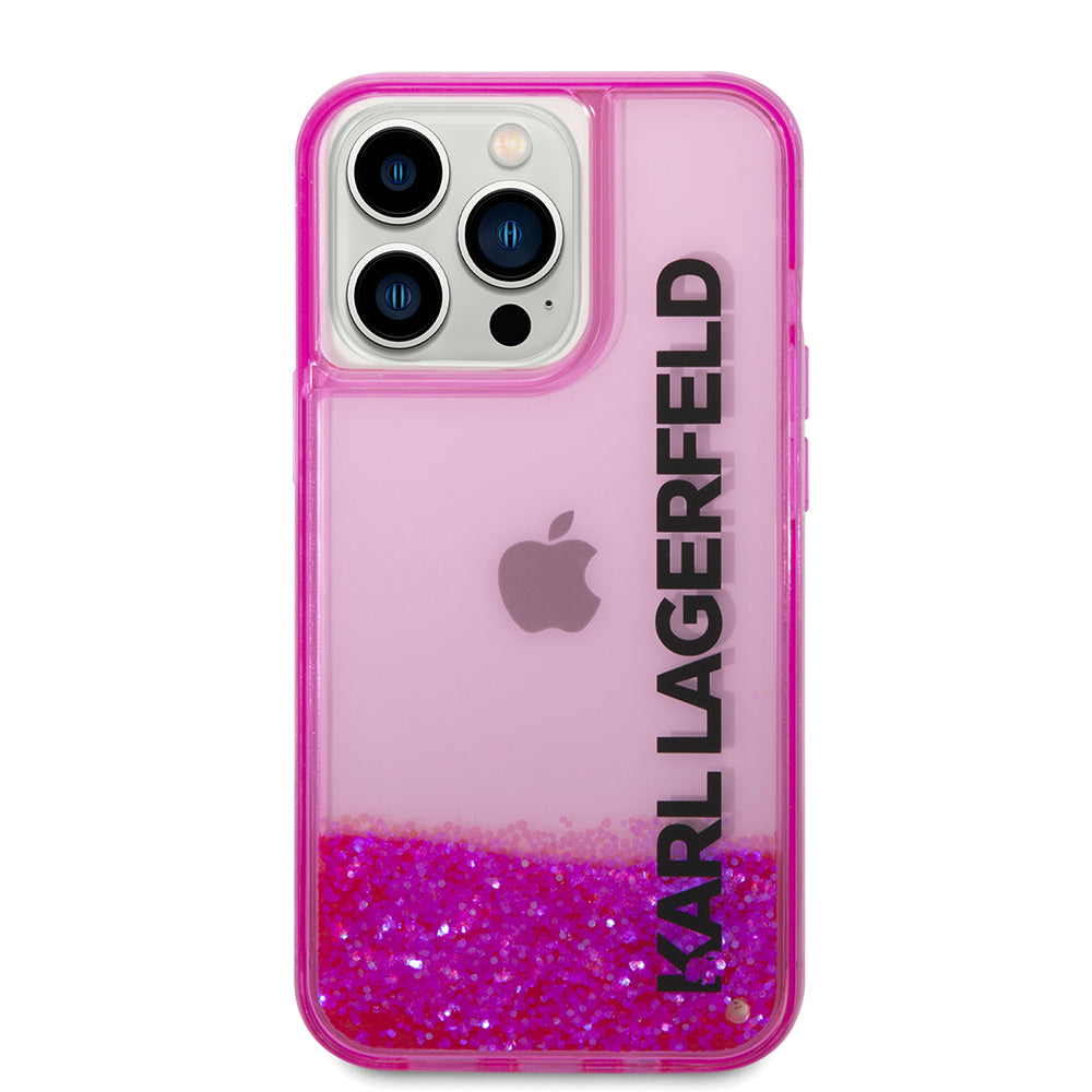 Capa para Apple iPhone 14 Pro, Karl Lagerfeld, Liquid Glitter KL Logo, Rosa