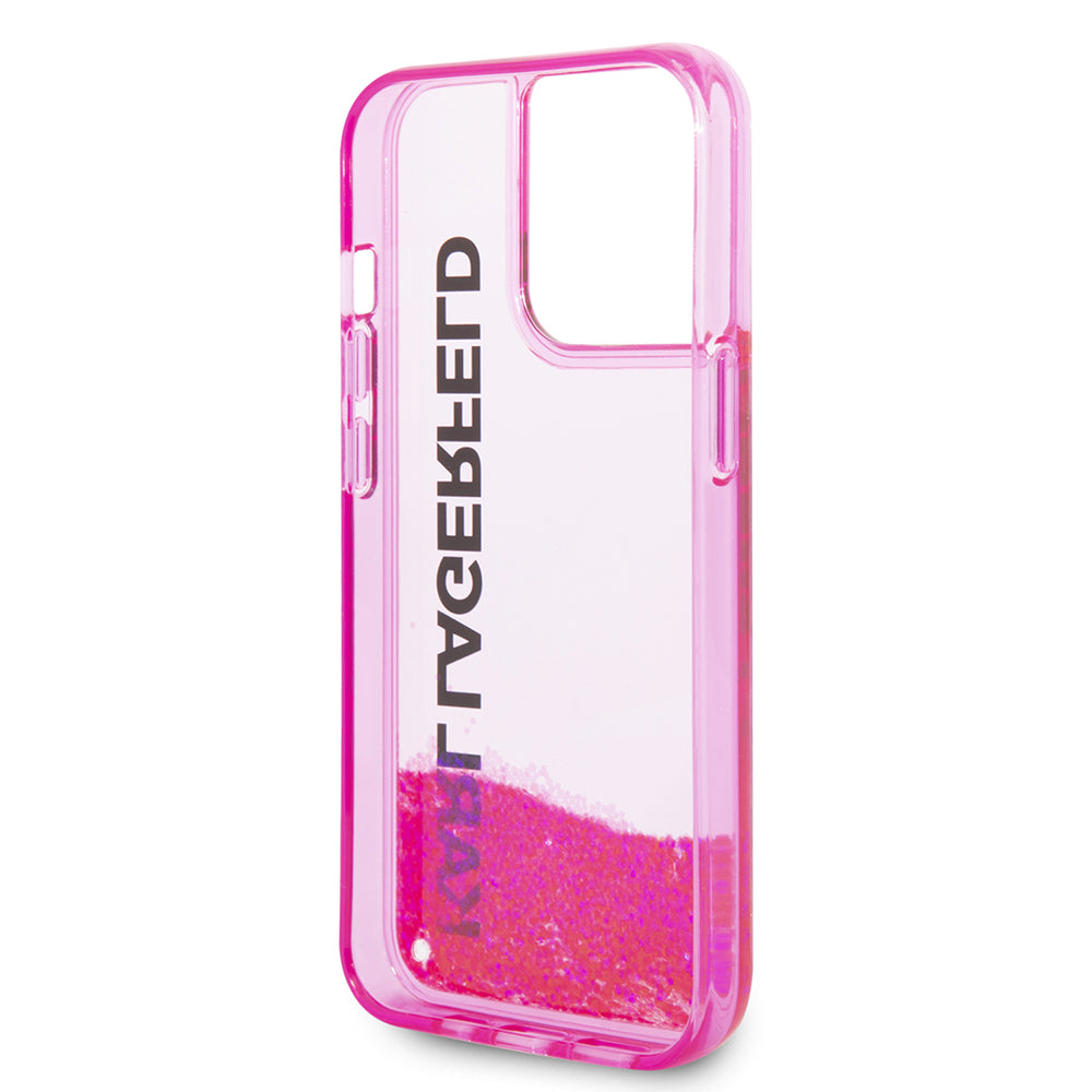 Capa para Apple iPhone 14 Pro, Karl Lagerfeld, Liquid Glitter KL Logo, Rosa