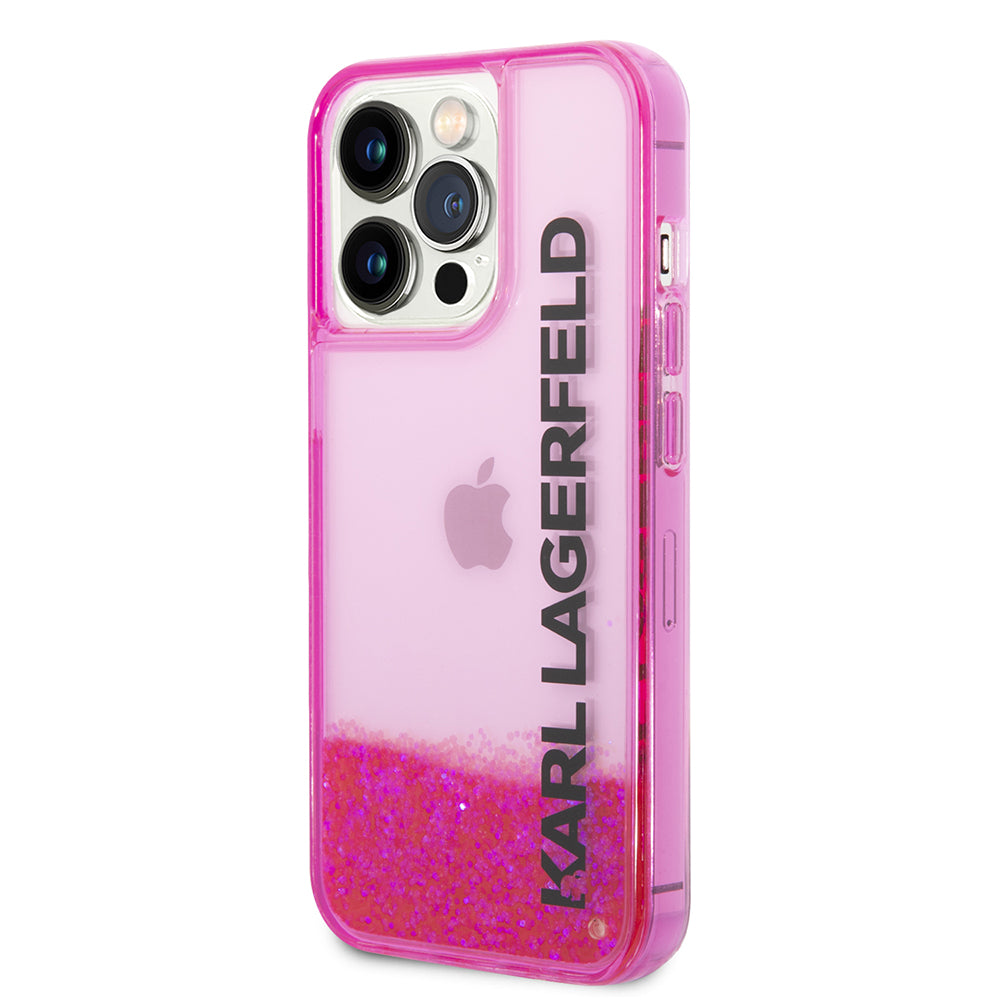 Capa para Apple iPhone 14 Pro, Karl Lagerfeld, Liquid Glitter KL Logo, Rosa