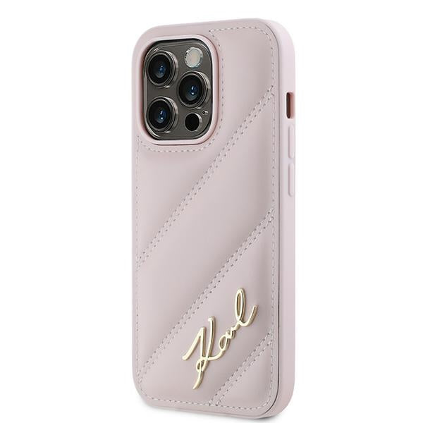 Capa para Apple iPhone 14 Pro Max, Karl Lagerfeld, Diagonal Quilted Script, Rosa