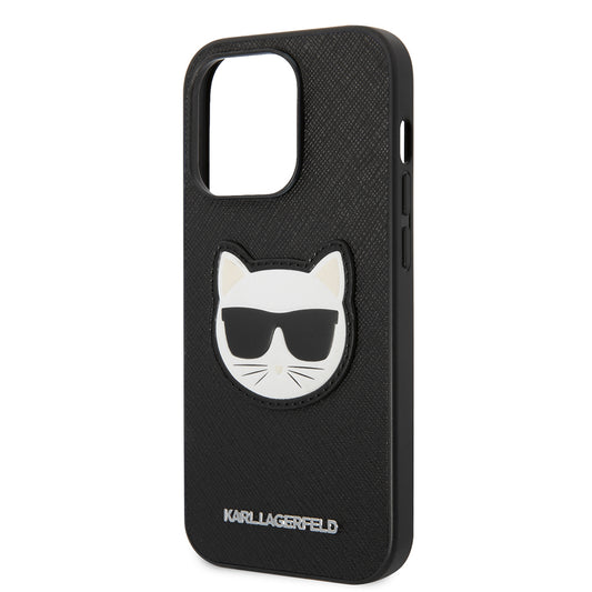 Case for Apple iPhone 14 Pro Max, Karl Lagerfeld, Saffiano Choupette's Head, Black
