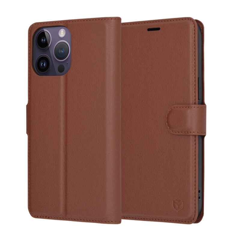 Capa para Apple iPhone 14 Pro Max, Techsuit, Leather Folio, Castanha