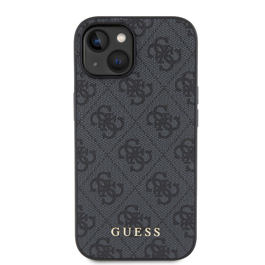 Capa para Apple iPhone 15, Guess, 4G Metal Gold Logo, Cinza