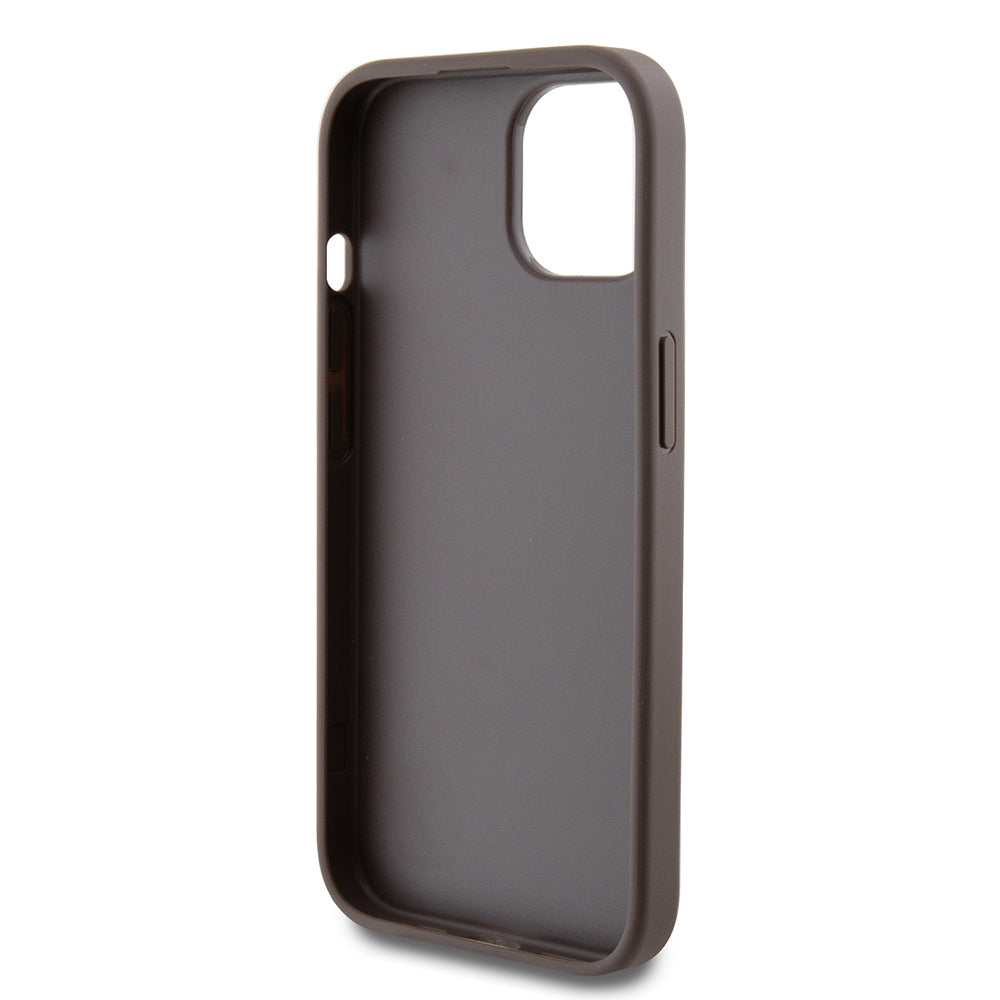 Capa para Apple iPhone 15, Guess, 4G Metal Gold Logo, Castanho